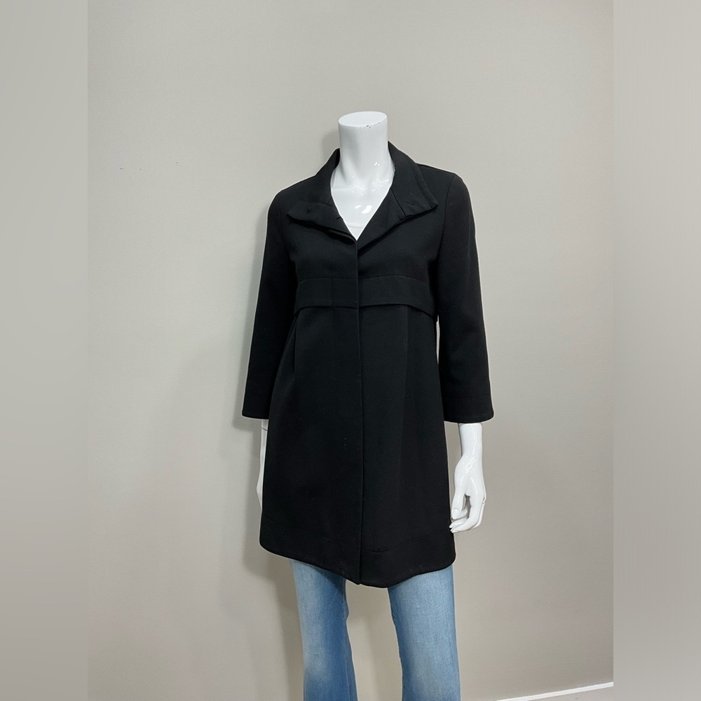 Theory Classic Black 3/4 Coat Jacket. Size M, Black Empire Waist Chic